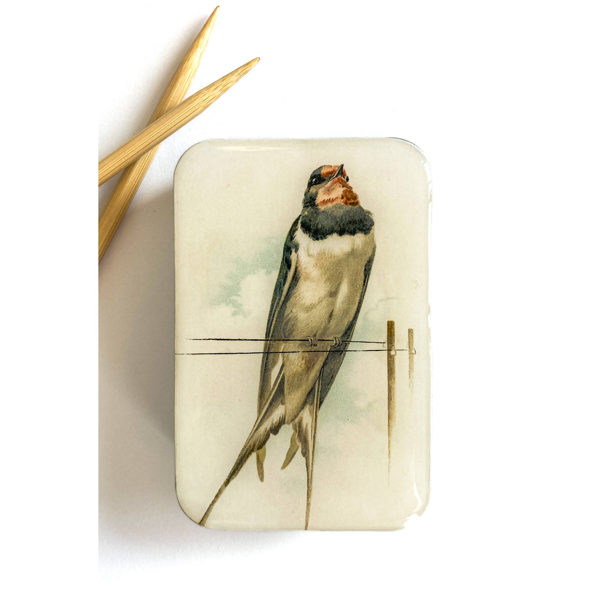 Vintage French Swallow Notion Tin -  Firefly Notes