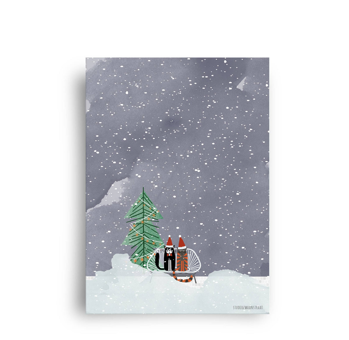 Ansichtkaart kerstserie - Ot en Sien vieren kerst
