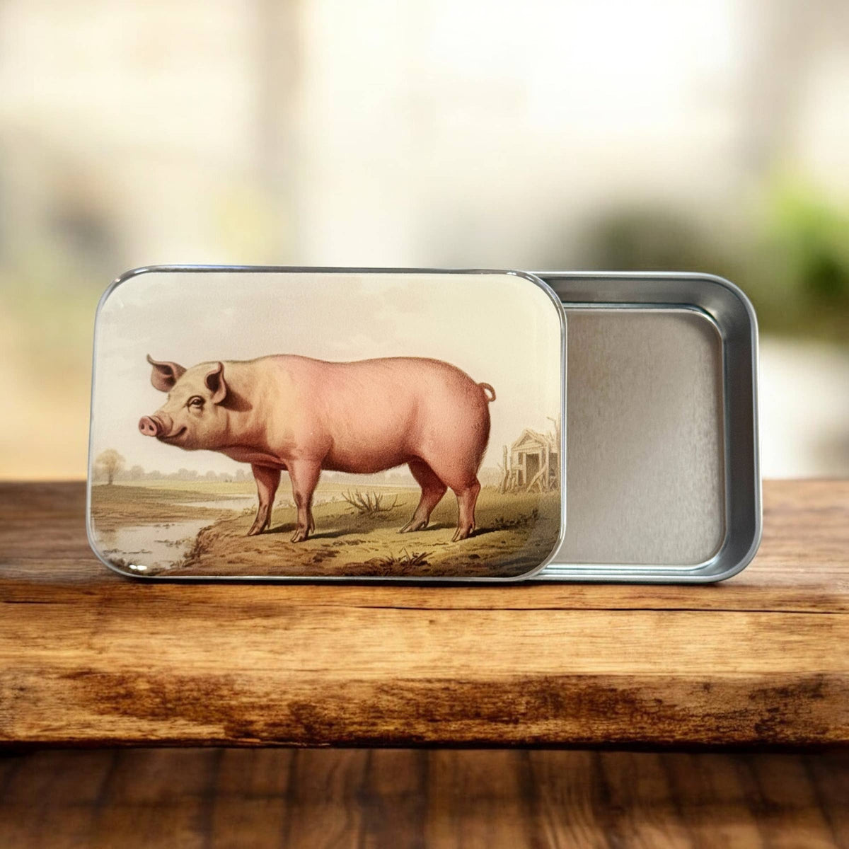 Vintage Pig Notions Tin - Firefly Notes