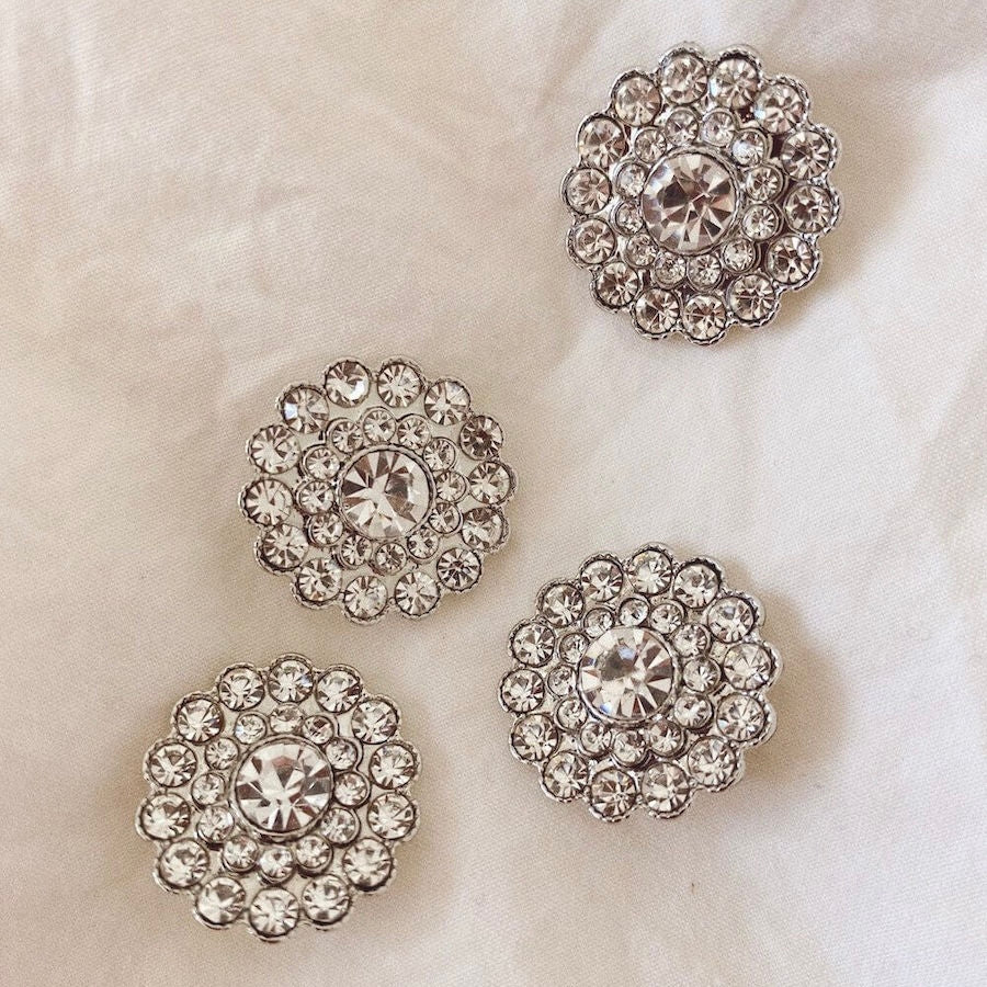 4 bling knopen van glas en metaal 