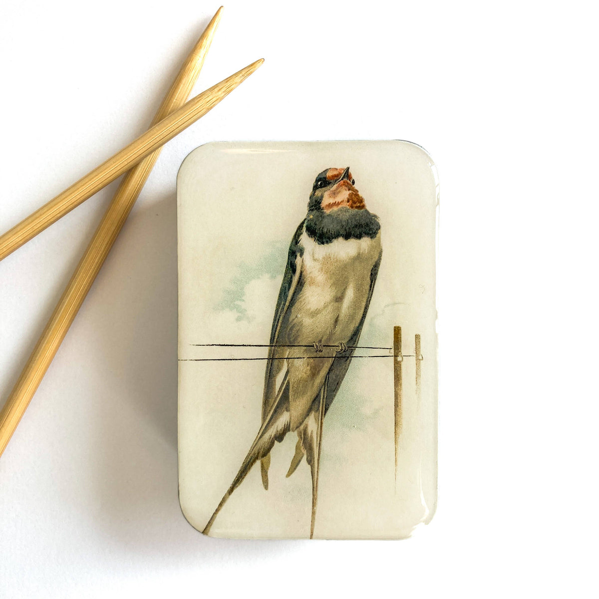 Vintage French Swallow Notion Tin -  Firefly Notes