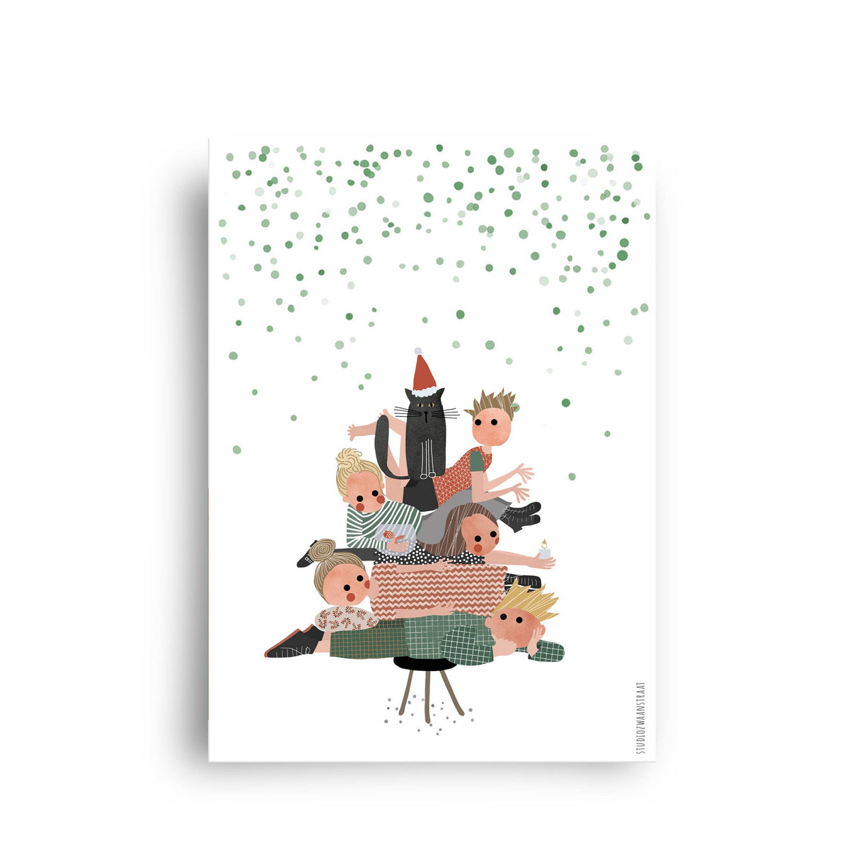 Ansichtkaart - serie kerst - Family tree