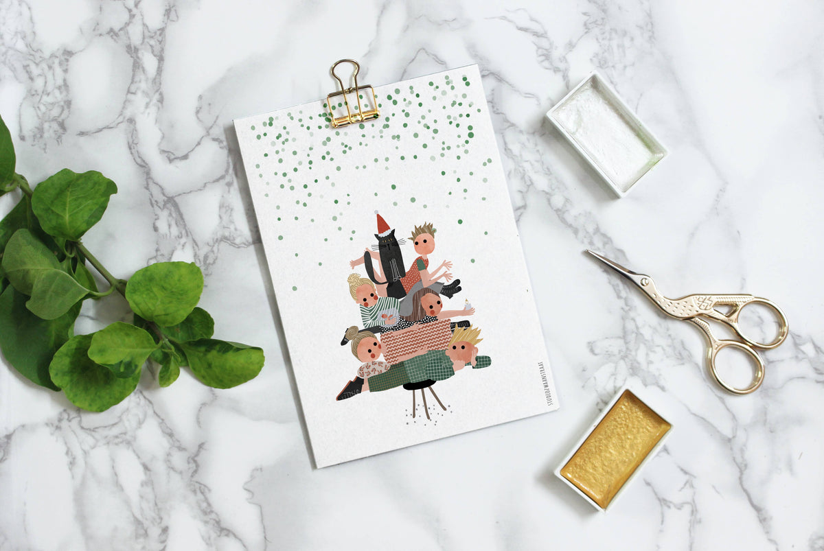 Ansichtkaart - serie kerst - Family tree